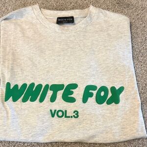 XXS/XS White Fox VOL.3 Graphic Tee in Heather Gray with Green Logo
